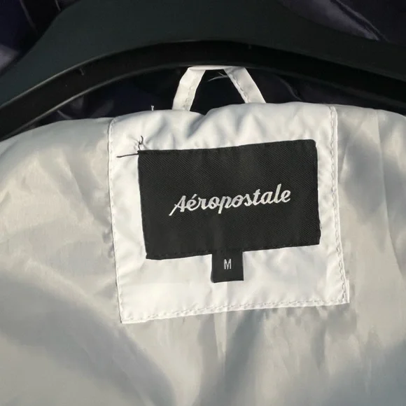 Aēropostale Men’s full zip hooded white/bluecrest windbreaker jacket - Picture 10 of 12